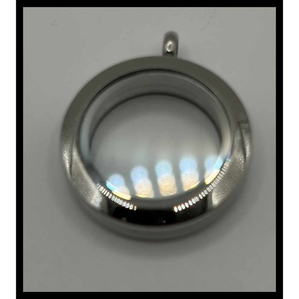 Origami Owl Floating Locket Medium Silver Stainless‎ Steel Glass Memory 25 MM